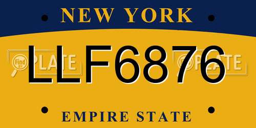 LLF6876 New York License Plate