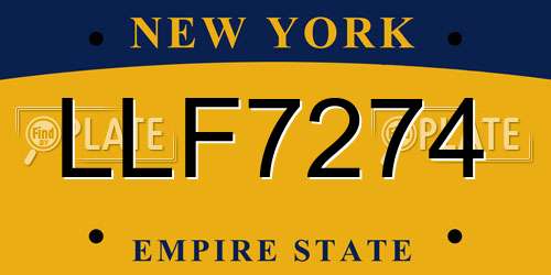 LLF7274 New York License Plate