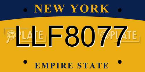 LLF8077 New York License Plate