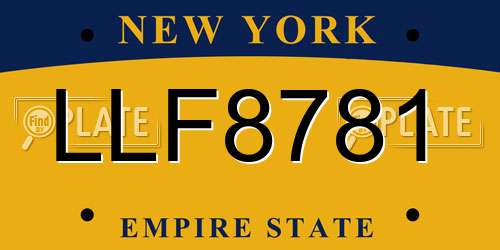 LLF8781 New York License Plate