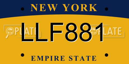 LLF881 New York License Plate