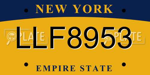 LLF8953 New York License Plate