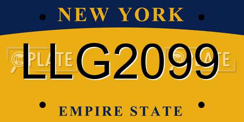LLG2099 New York License Plate