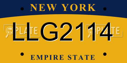 LLG2114 New York License Plate