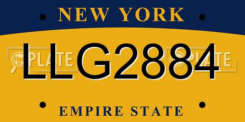 LLG2884 New York License Plate