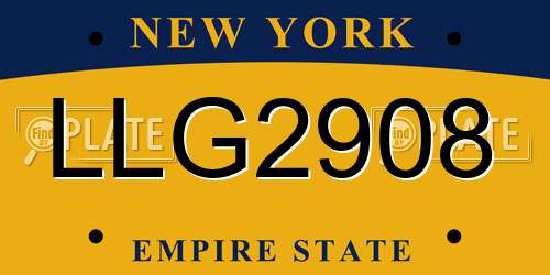 LLG2908 New York License Plate