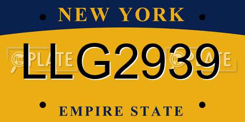 LLG2939 New York License Plate