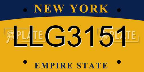 LLG3151 New York License Plate
