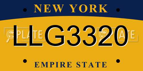 LLG3320 New York License Plate