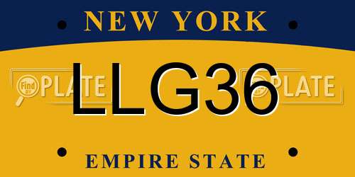 LLG36 New York License Plate