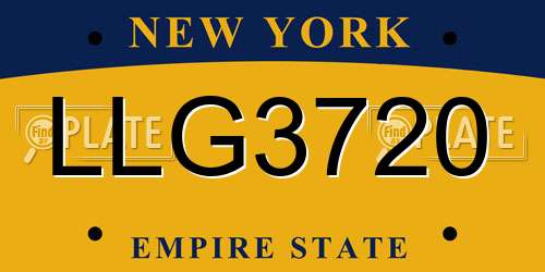 LLG3720 New York License Plate