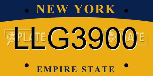 LLG3900 New York License Plate