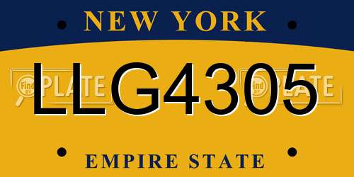 LLG4305 New York License Plate