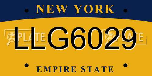 LLG6029 New York License Plate