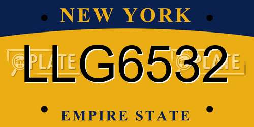 LLG6532 New York License Plate