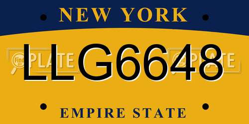 LLG6648 New York License Plate
