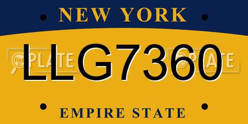 LLG7360 New York License Plate