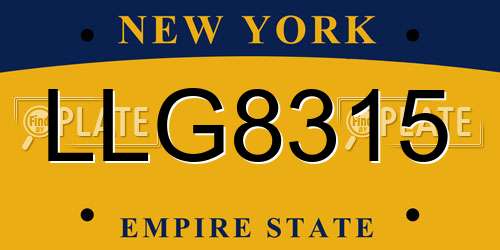 LLG8315 New York License Plate