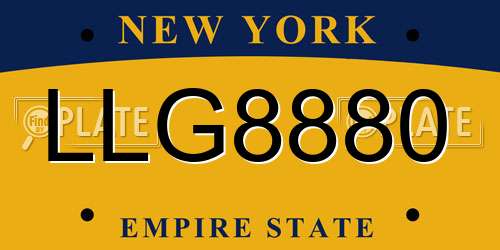 LLG8880 New York License Plate