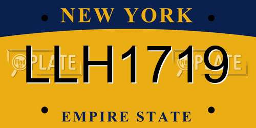 LLH1719 New York License Plate