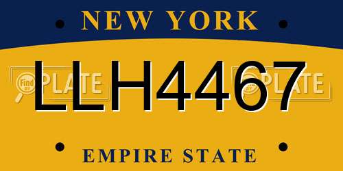 LLH4467 New York License Plate