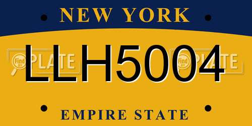 LLH5004 New York License Plate