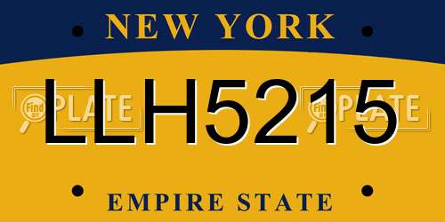 LLH5215 New York License Plate