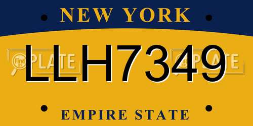 LLH7349 New York License Plate