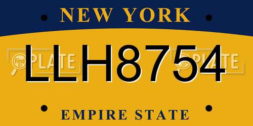 LLH8754 New York License Plate