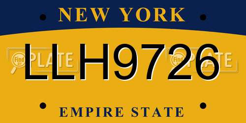 LLH9726 New York License Plate