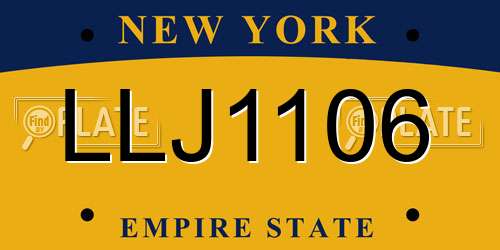 LLJ1106 New York License Plate