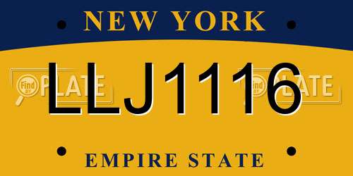 LLJ1116 New York License Plate