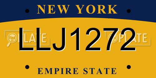 LLJ1272 New York License Plate