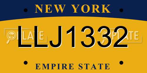 LLJ1332 New York License Plate
