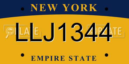 LLJ1344 New York License Plate