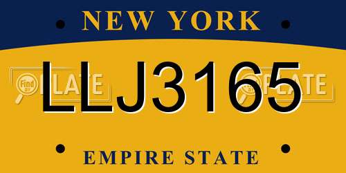 LLJ3165 New York License Plate