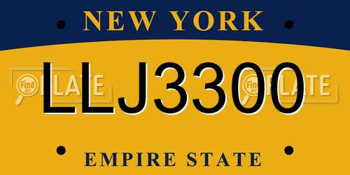 LLJ3300 New York License Plate