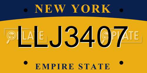 LLJ3407 New York License Plate