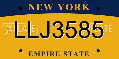 LLJ3585 New York License Plate