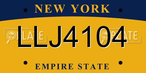 LLJ4104 New York License Plate