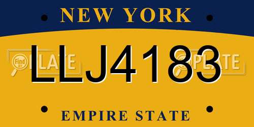 LLJ4183 New York License Plate