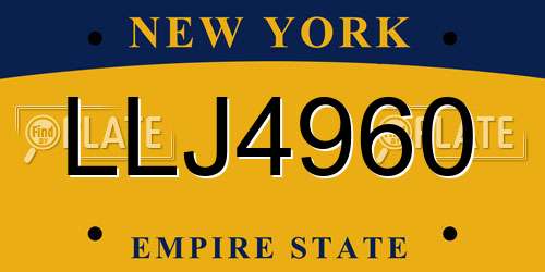 LLJ4960 New York License Plate