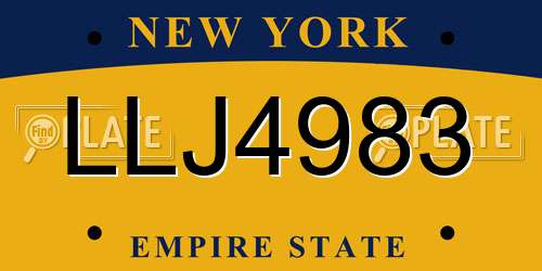 LLJ4983 New York License Plate