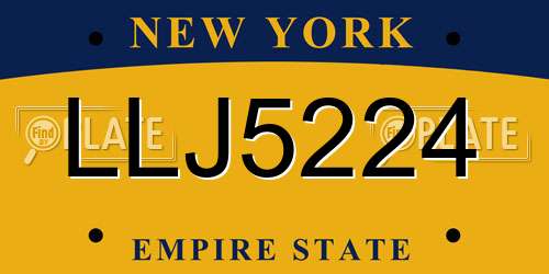 LLJ5224 New York License Plate