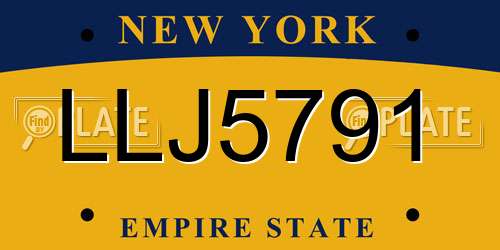 LLJ5791 New York License Plate