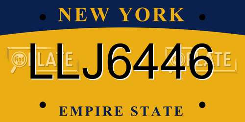 LLJ6446 New York License Plate