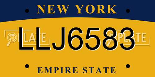 LLJ6583 New York License Plate