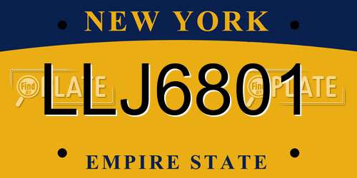 LLJ6801 New York License Plate