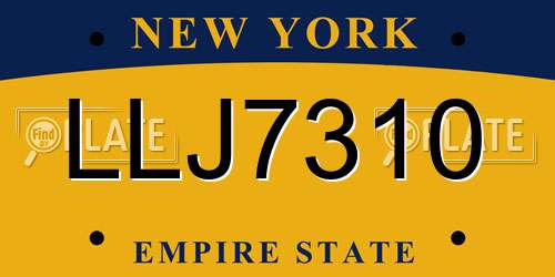LLJ7310 New York License Plate