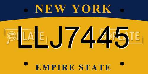 LLJ7445 New York License Plate